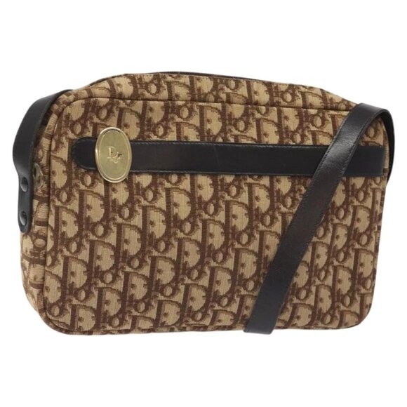 Christian Dior Trotter Canvas Shoulder Bag Brown Gold Auth BA2808 - Picture 1 of 16